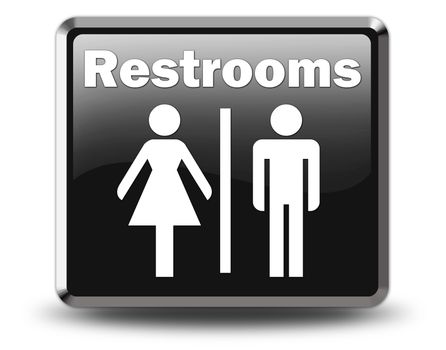 Icon, Button, Pictogram with Restrooms symbol