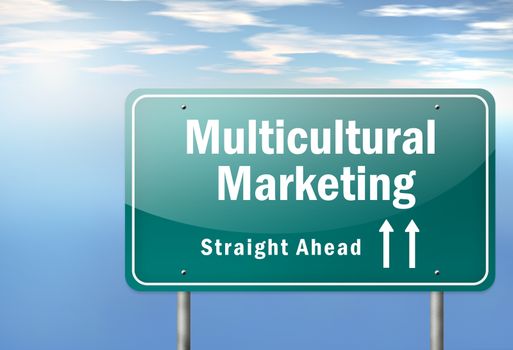 Highway Signpost with Multicultural Marketing wording