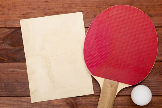 Creative on the topic of table tennis. Racket and accessories for table tennis.