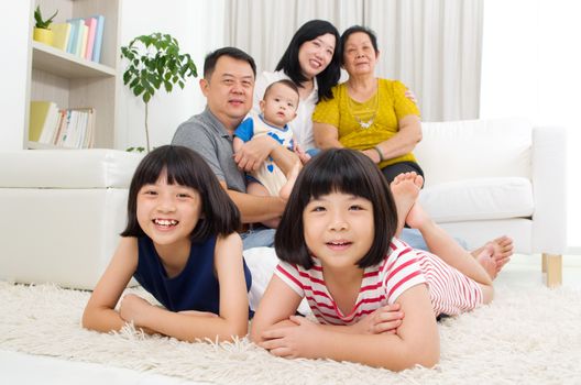 Beautiful asian 3 generations family