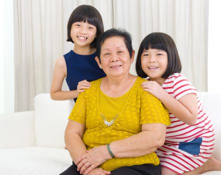 Asian senior woman and granddaughters