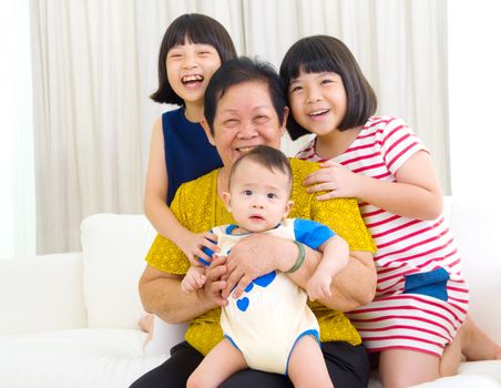 Asian senior woman and grandchildren