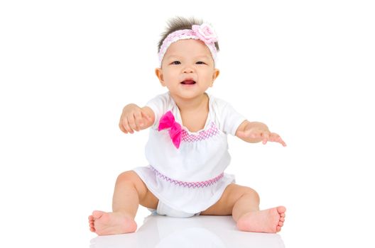 crawling beautiful baby girl