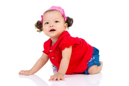 crawling beautiful baby girl