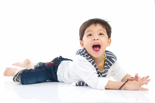 asian boy isolated on white background