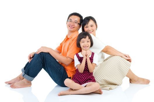 Indoor portrait of beautiful asian family