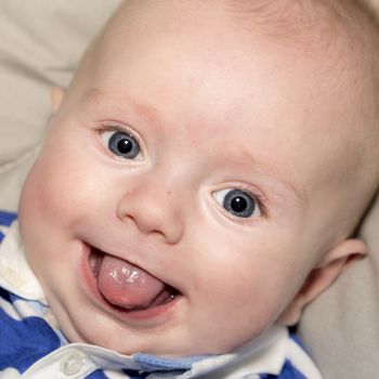 Portrait of a four months old baby boy  caucasian happiness and beauty, family