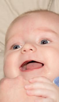 Portrait of a four months old baby boy  caucasian happiness and beauty, family