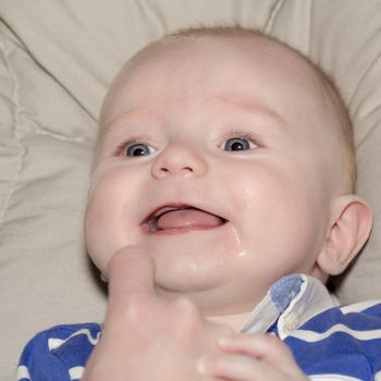 Portrait of a four months old baby boy  caucasian happiness and beauty, family