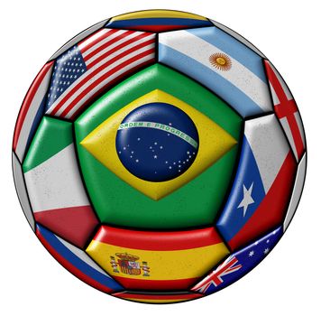 Football ball - soccer - with flags isolated on white background