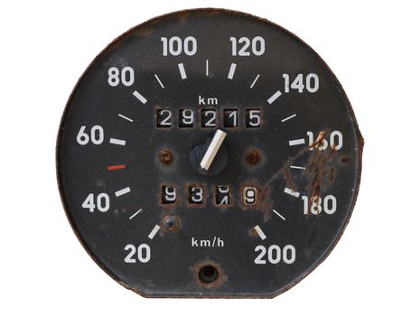 Detail of the old and damaged tachometer