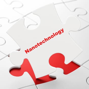 Science concept: Nanotechnology on White puzzle pieces background, 3d render