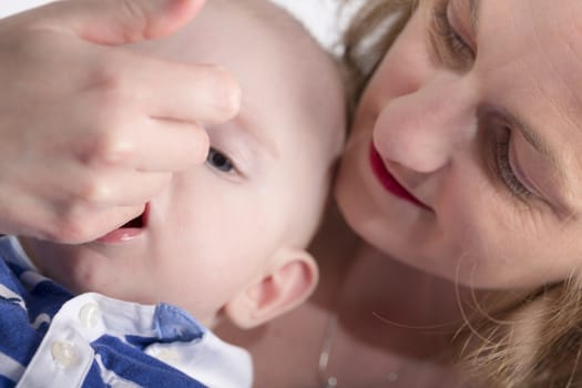 Portrait of a four months old baby boy  caucasian happiness and beauty, family