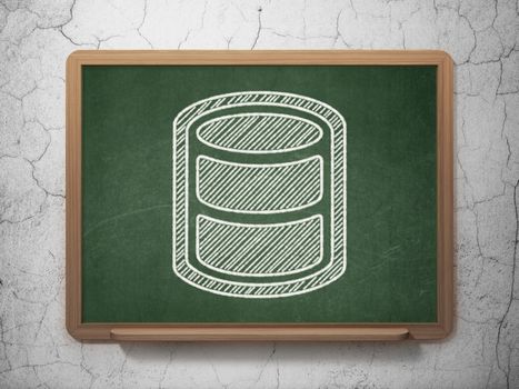 Software concept: Database icon on Green chalkboard on grunge wall background