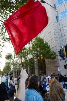 MELBOURNEAUSTRALIA - FEBRUARY 4: Refugee activists along with the Socialist Alliance and University Students, protest in Melbourne against sending children back from onshore camps to Nauru offshore centres.