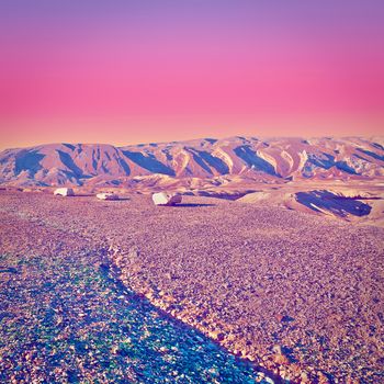 Rocky Hills of the Negev Desert in Israel at Sunset, Instagram Effect