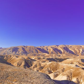 Rocky Hills of the Negev Desert in Israel at Sunset