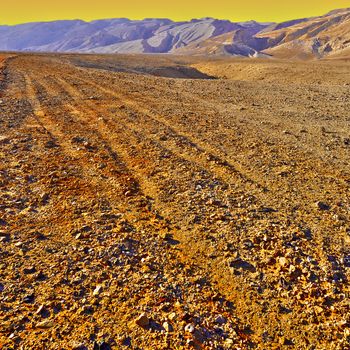 Rocky Hills of the Negev Desert in Israel at Sunset