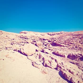 Big Stones of Grand Crater in Negev Desert, Israel