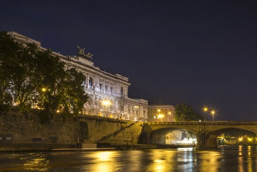 Supreme Cassation building in Rome from the river tiber quay