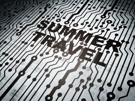 Vacation concept: circuit board with  word Summer Travel, 3d render