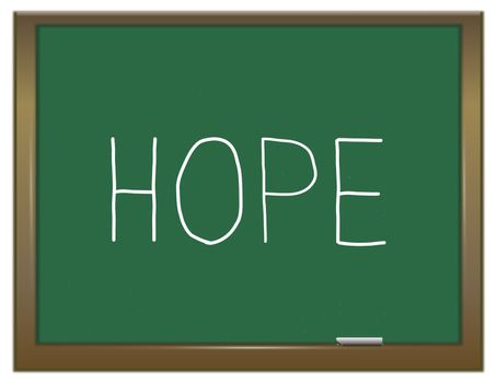 Illustration depicting a green chalkboard with a hope concept.