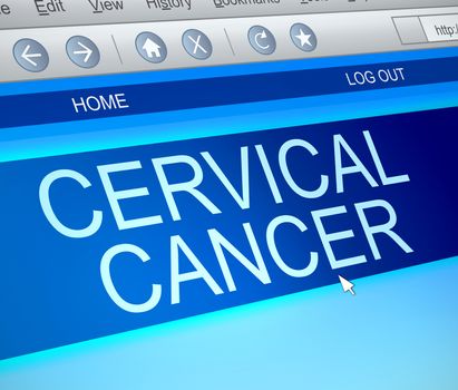 Illustration depicting a computer screen capture with a cervical cancer concept.