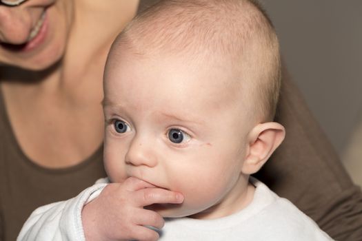 Portrait of a four months old baby boy  caucasian happiness and beauty, family