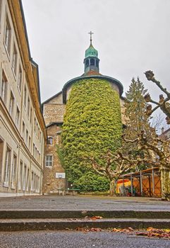 Tower in the Old Town of Solothurn. Solothurn is the capital of the Solothurn canton in Switzerland. It is located on the banks of Aare river and on the foot of the Weissenstein Jura mountains