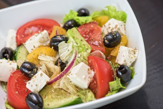 Greek salad (feta cheese, olive and vegetables)