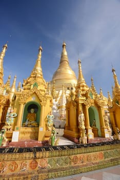 mid day of golden shwedagon in myanmar