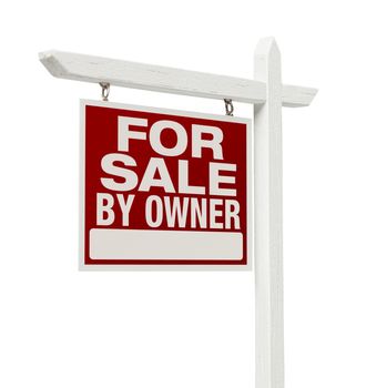 For Sale By Owner Real Estate Sign Isolated on a White Background.