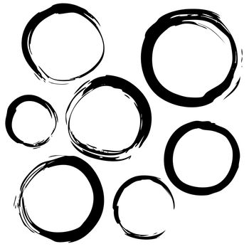 set of grunge banners, labels, circles on white background, doodle hand drawn