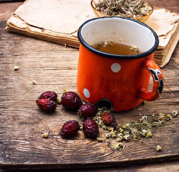 Cup of decoction of medicinal herbs according to the ancient recipe