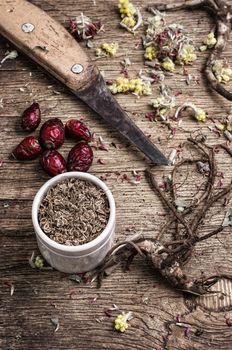 medicinal herbs and roots in dried form,as means of alternative medicine.