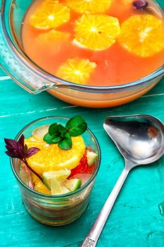 freshly squeezed citrus juice from oranges and tangerines.tinted