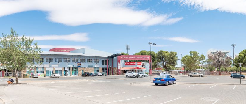 BLOEMFONTEIN, SOUTH AFRICA, DECEMBER 16, 2015: Panorama of the Bloemfontein Tourist Centre, with the Free State Rugby Stadium in the back