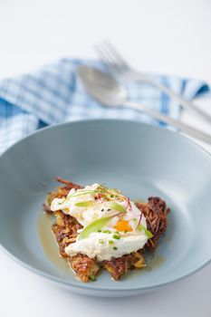 Hash brown with Halloumi cheese and savory dressing