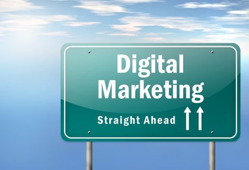 Highway Signpost with Digital Marketing wording
