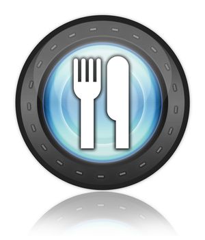 Icon, Button, Pictogram with Eatery, Restaurant symbol