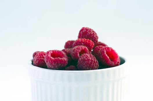 A beautiful selection of freshly picked ripe red raspberries