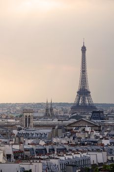 Eiffel Tower with Paris Skyline at sunset, Paris, France