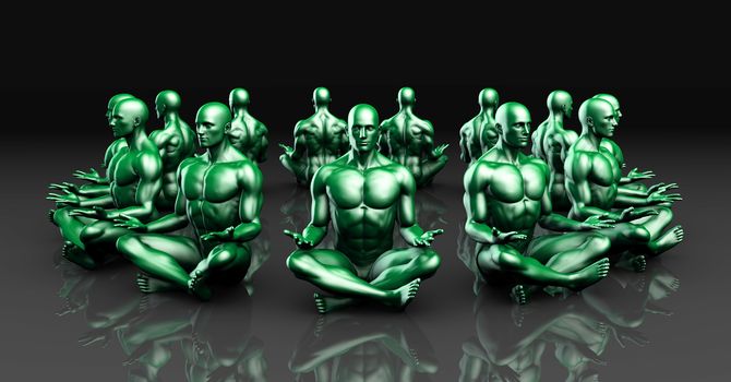Illustration of a Male Figure Meditating in 3d