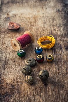Set fashion beads for weaving necklaces and bracelets in vintage style.