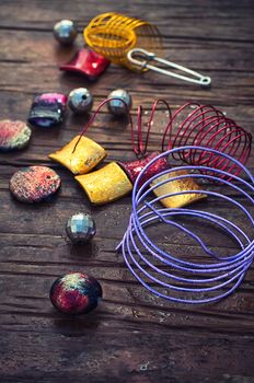 Set fashion beads for weaving necklaces and bracelets in vintage style.
