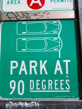 Park At 90 Degrees Sign in San Francisco, California