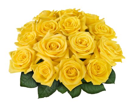 Yellow rose bouquet isolated on white with clipping path