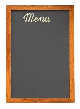 Empty restaurant menu chalkboard isolated on white with clipping path