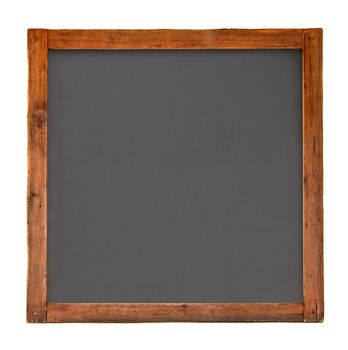 Old square wooden blackboard isolated on white with clipping path