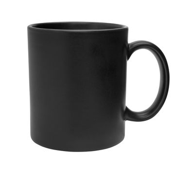 Black mug emty blank for coffee or tea isolated on white background with clipping path
